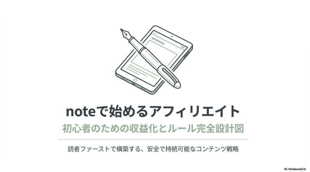 noteでアフィリエイトを始める初心者のための、収益化の仕組みと基本ルールをまとめたアイキャッチ画像