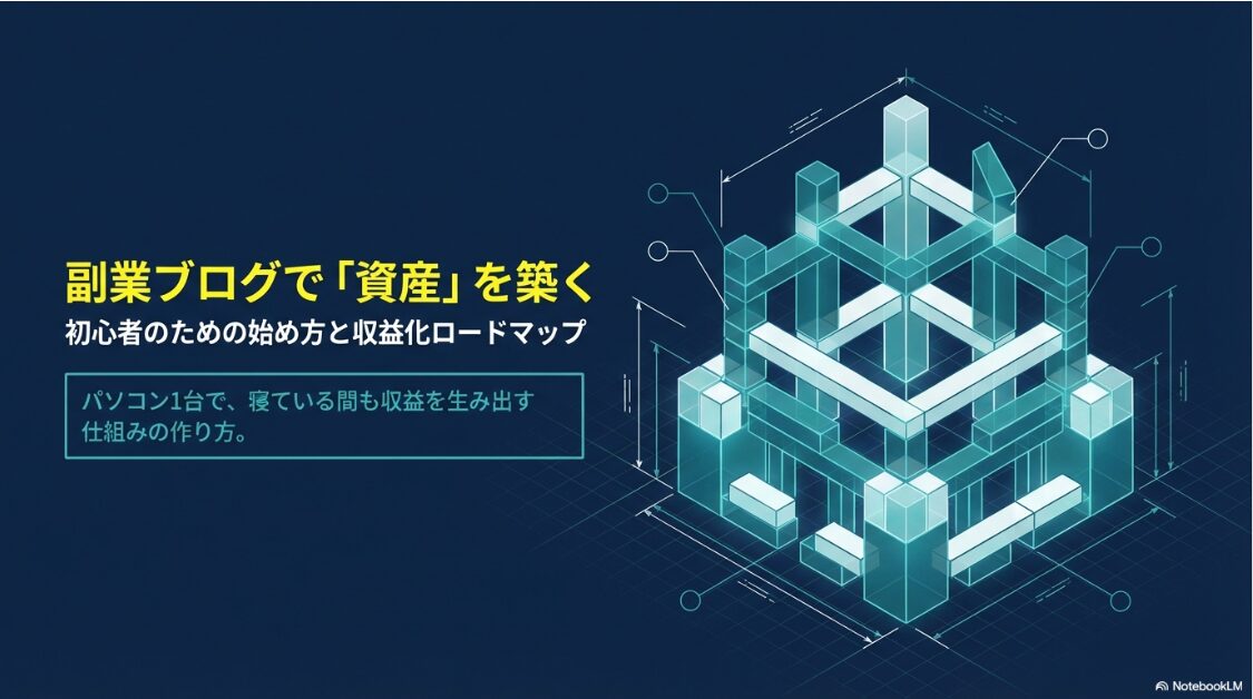 副業ブログで「資産」を築くための初心者向け始め方と収益化ロードマップのタイトル画像。